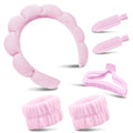 Skincare Headband and Wristband with Hair Clips- Gift set
