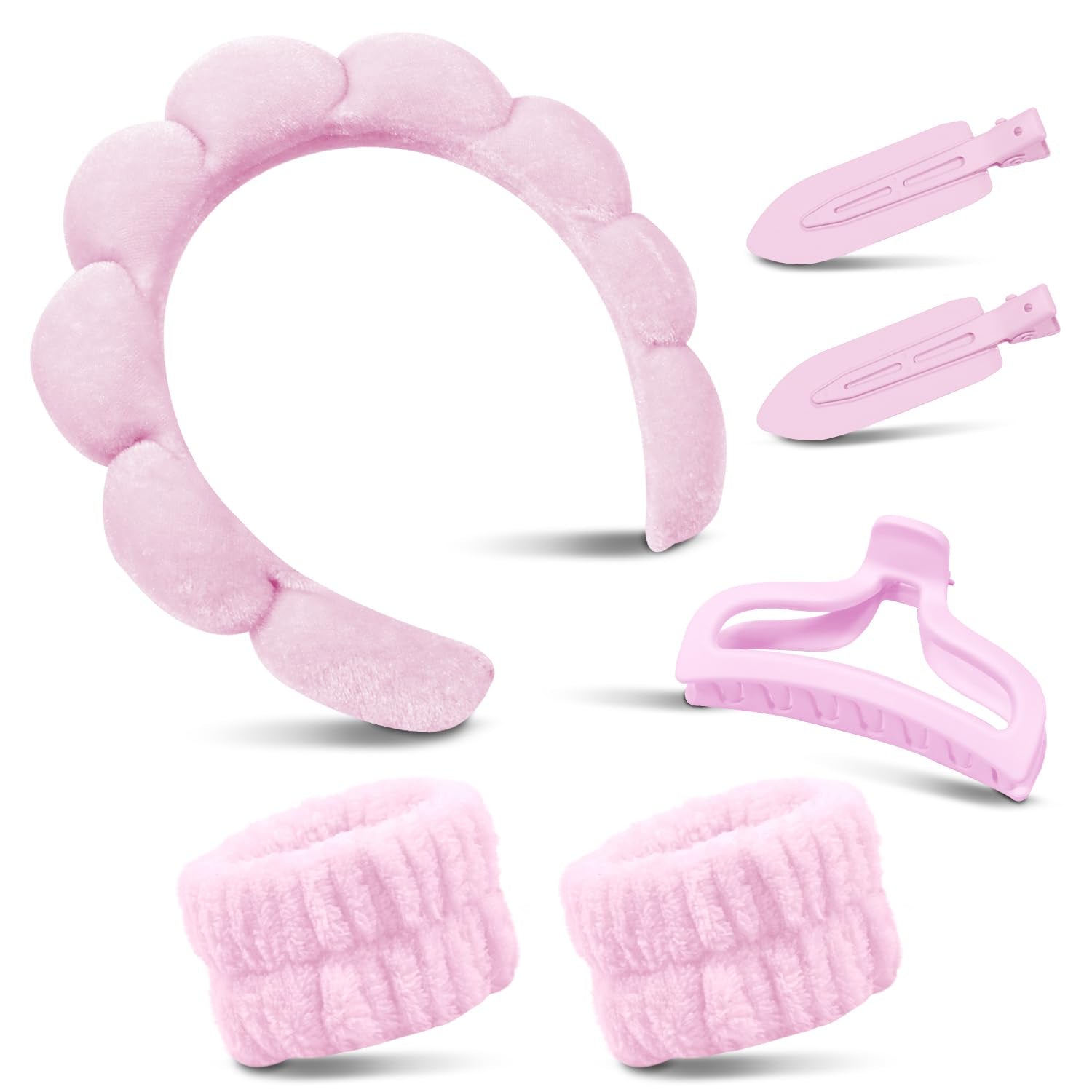 Skincare Headband and Wristband with Hair Clips- Gift set