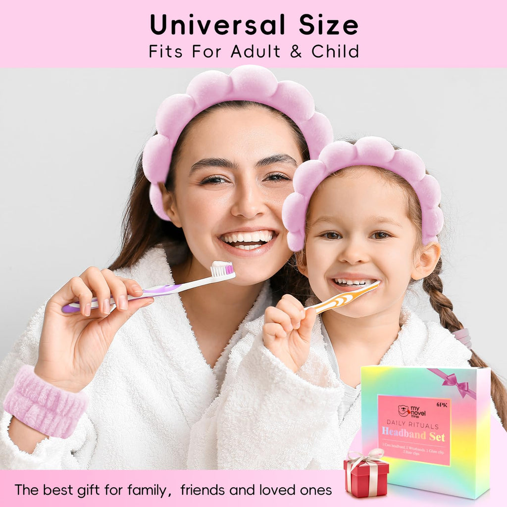 Skincare Headband and Wristband with Hair Clips- Gift set
